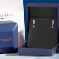 thumbnail image 5 of Gem Stone King 925 Silver and 10K Yellow Gold Pink Created Sapphire and White Lab Grown Diamond Dangle Earrings for Women | 1.05 Cttw | Gemstone September Birthstone | Heart Shape 4MM, 5 of 6