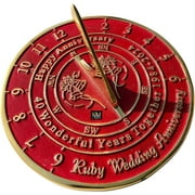 NauticalMart 40th Ruby Anniversary Unique Marriage Present for Parents, Grandparents, Friends, Husband or Wife, Couples, Him & Her Wedding Anniversary Sundial Gift 2024 (40th Anniversary)