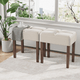 thumbnail image 2 of FAGAGA Two Leather Vanity Stool, Rectangle Ottoman Bench for Makeup Room, Vanity Chair with Wood Legs for Piano Room, Bedroom, Living Room | Beige, 2 of 12