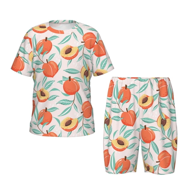 Balery Peach Conjunto de Pijama Infantil de Manga Corta con Estampado – Ropa de Dormir de Algodón Suave-XX-Large
