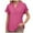 Hot Pink, variant on MIXUE Womens Summer Tops Summer Solid Color V Neck Short Sleeve Loose Fit Pleated Hem Flowy Pullover T-shirts Sportwear,Pink,S