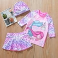 thumbnail image 2 of Toddler Baby Girl Long Sleeve Swimsuits UPF 50+ Two Piece Rash Guard Set with Hat, 2 of 8
