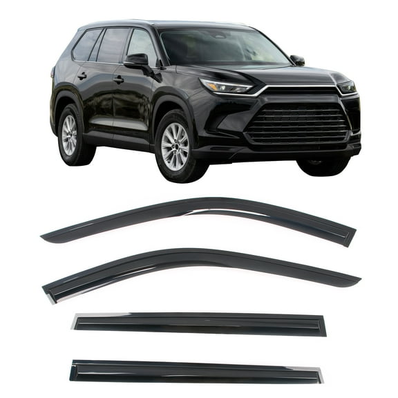 Ikon Motorsports Tape On Window Visors for 2024-2025 Lexus TX350 TX500h TX550h  & Toyota Grand Highlander, Mugen Style Smoke Acrylic Deflector Rain Guard 4PCS