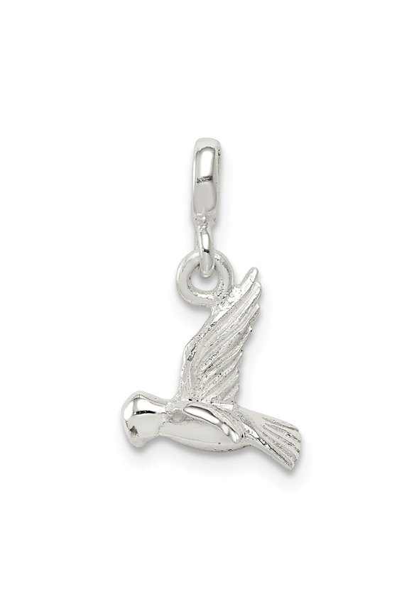White Sterling Silver Charm Pendant 21 mm 11 Bird Enhancer