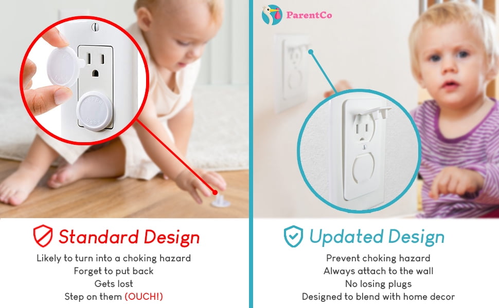 ParentCo 4 Pack Outlet Plugs-Childproof Safety Plug Covers for ONE-SCREW Duplex Wall Outlets- Innovative Sleek Outlet Plug Covers- Secure Safety Outlet Covers