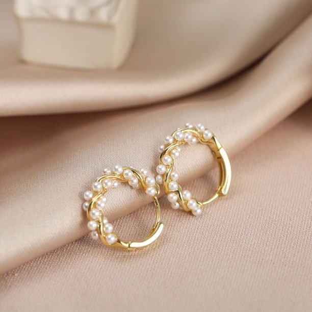 Pendientes de perlas circulares elegantes de lujo y de alta calidad, pendientes femeninos con diseño de nicho