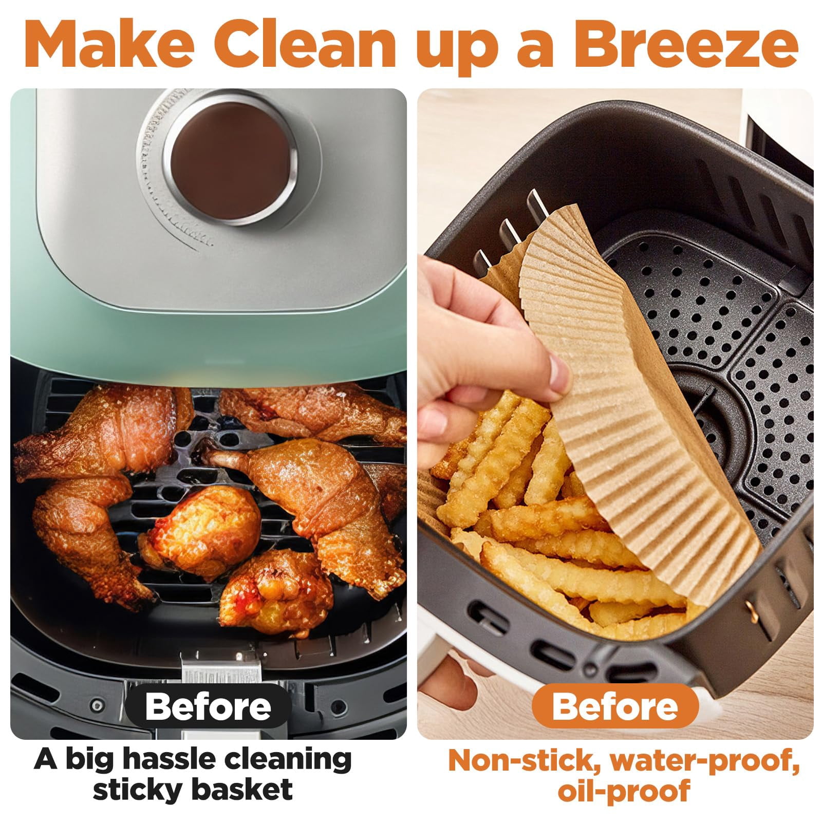 9 Inch Round Air Fryer Liners, Disposable Non-Stick Food Grade Baking Paper for 5-12 Qt Fryers, Microwave, Steamer