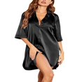 thumbnail image 3 of PENGXIANG Chemise Pyjama Femme Chemise à Demi-Manches à Poitrine Simple Chemise de Couchage, 3 of 6