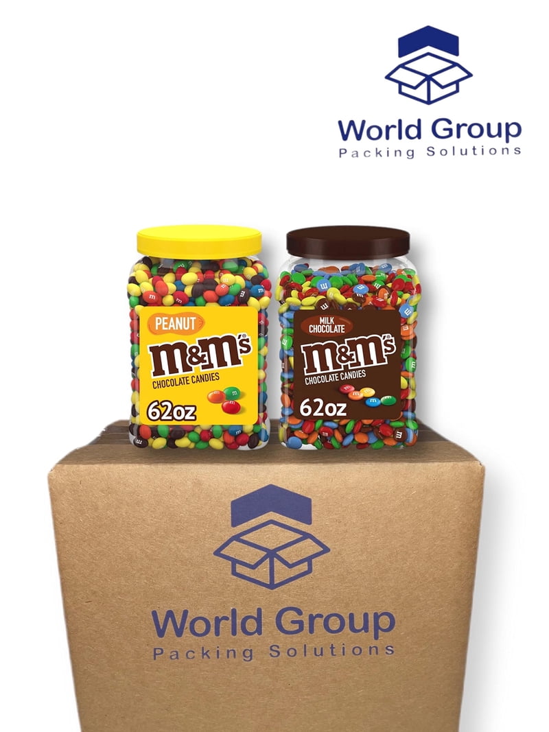 Pack of 2 M&M's - Chocolate Peanut & Milk Chocolate Jars, 62oz