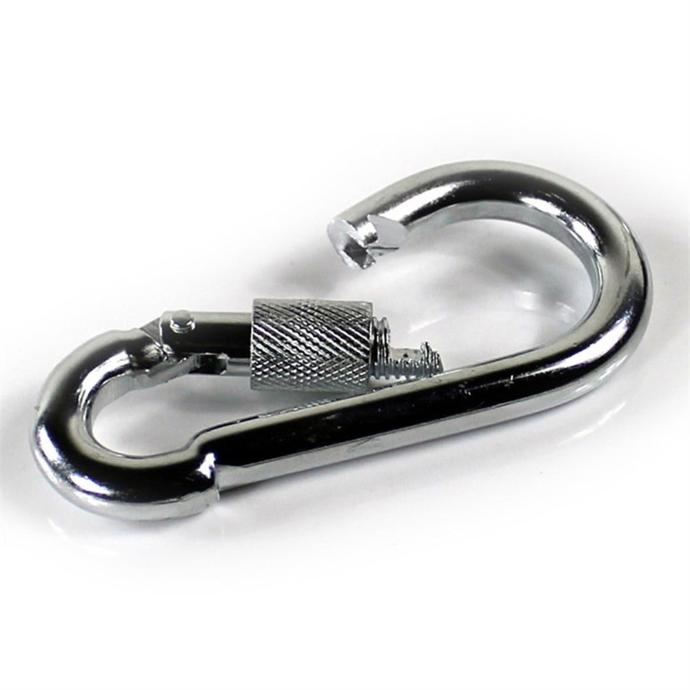 2x Aluminum Screw Lock Carabiner Camping Spring Snap Hook Keychain Gray 