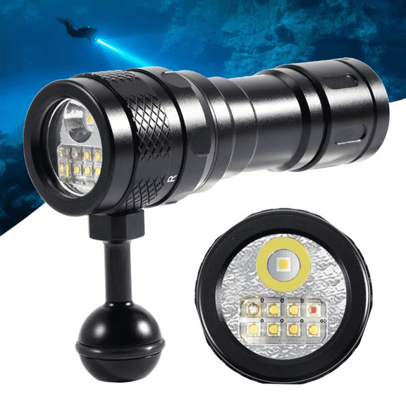 APLOS AP70 Dive Light, 6000 Lumens Suba Dive Flashlight, 5 Lighting Modes Diving Flashlight 135 Degrees Wide Beam Angle, Underwater Flashlight with Red UV Light