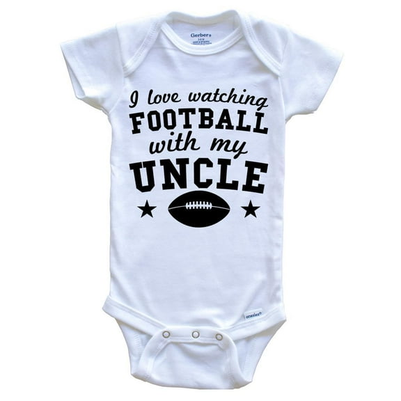 I Love Watching Football With My Uncle Cute Baby Bodysuit For Nephew Or Niece, 0-3 Months White