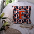 thumbnail image 3 of Letter F Football Orange, Blue and white Fabric Decorative Pillow, 3 of 4