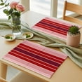 thumbnail image 6 of Red Striped Placemats for Dinning Table Set of 4, Modern Minimalist Gradient Lines Country Burlap Kitchen Place Mats Waterproof Cloth Table Mats, Indoor Outdoor Placemats Easy Clean Dinner Decor, 6 of 8
