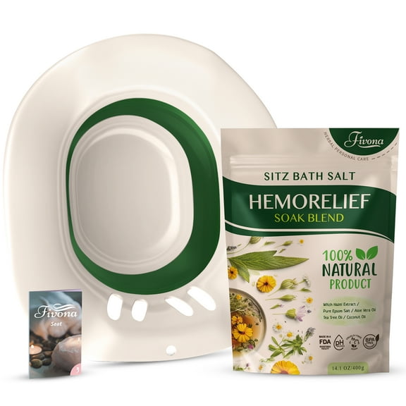 Fivona 2-in-1 Sitz Bath Soak Kit Over The Toilet Seat with Epsom Salt Blend with Essential Oils