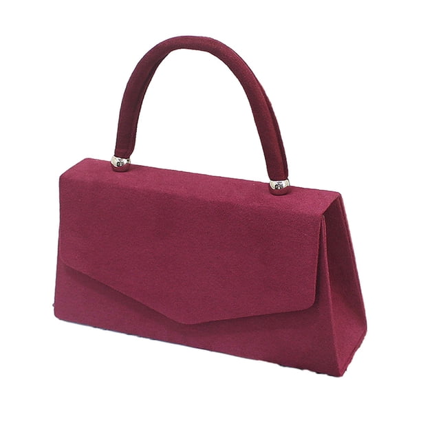 Sonducket Bolso de mano tipo sobre de gamuza sintética elegante, elegante y compacto para bodas, fiesta, bolso de mano para graduación Bolsas de mensajero y de hombro Burdeos