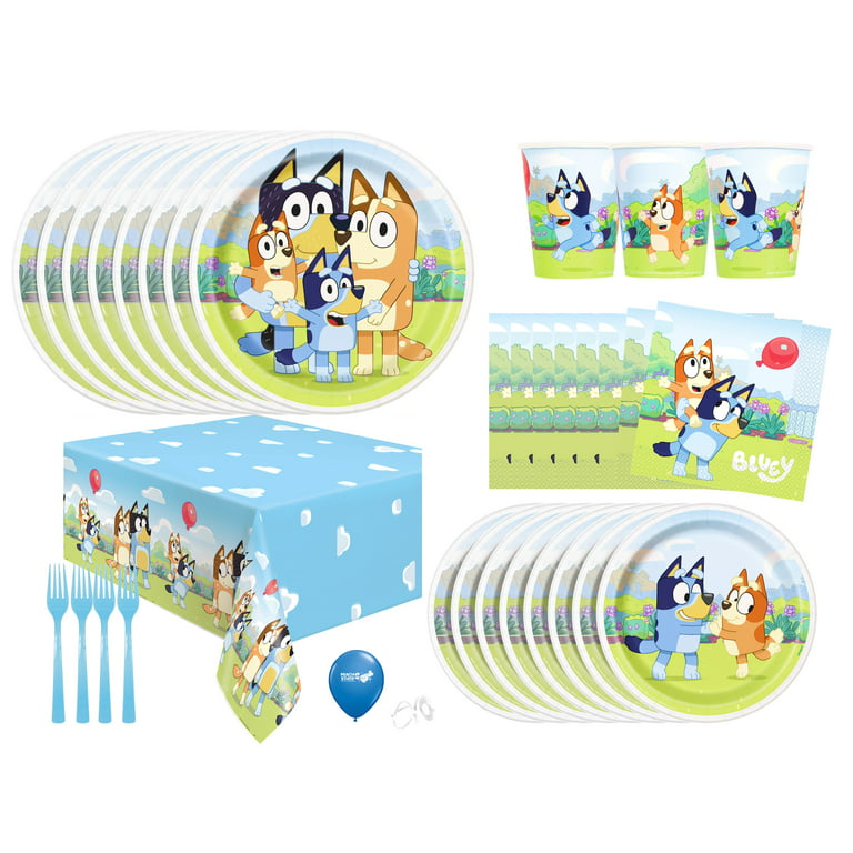  Unique Bluey Birthday Party Supplies and Decorations With Bluey  Tablecover, Bluey Plates, Bluey Cups, Bluey Napkins, Button : Toys & Games