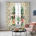 thumbnail image 6 of Kitchen Curtains 84 Inch Length 2 Panels, Pink Yellow Floral Grommets Window Treatment Curtain, Green Summer Botanical Rustic Thermal Curtains Drapes for Living Room/Bathroom, 6 of 9