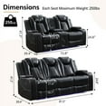 thumbnail image 3 of Power Reclining Sofa Set with Zero Gravity, Faux Leather Couch and Loveseat, Bluetooth Speakers, Wireless Charging, LED Lights, Cup Holders, Black, 3 of 10