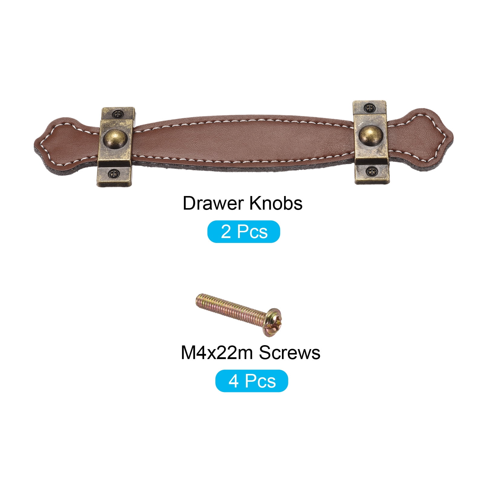 Unique Bargains Leather Handle "6.3" 2Pcs Surface Handles Drawers Brown 7.6"x1.5"