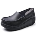 thumbnail image 5 of zapatos de plataforma para mujer, zapatos individuales informales con tacón inclinado, zapatos de cuero para mujer con parte inferior gruesa, cómodos zapatos oscilantes, chanclas, 5 of 5
