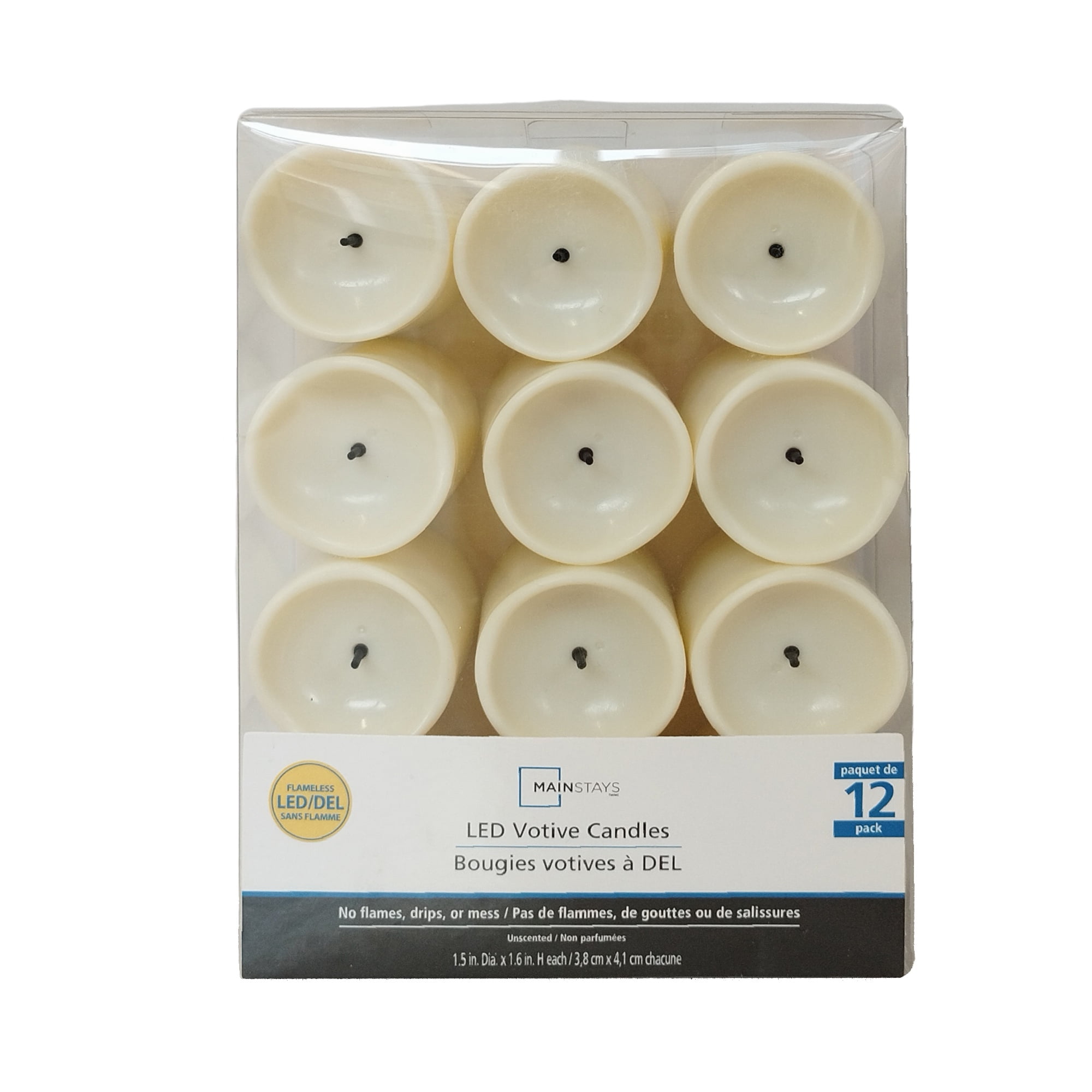 Mainstays Ivory Unscented Flameless LED Votive Candles, 12 pack, Mainstays 12 pack LED Votive Candles
