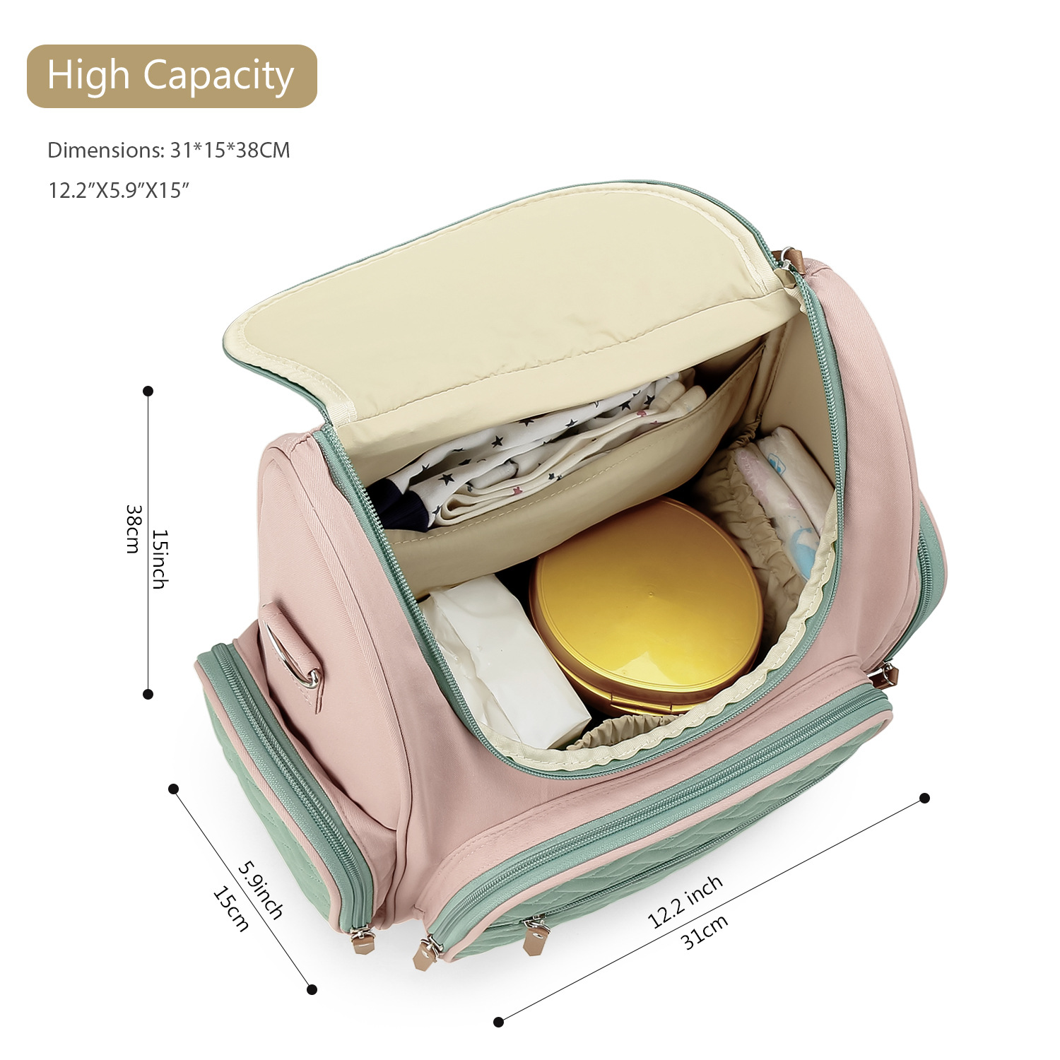 Mommy Bag, Maternal Child Bag, Outdoor Lightweight Handbag, Large-Capacity Backpack for Baby, Diaper Baby Bottle Storage Bag(Pink）)
