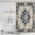 thumbnail image 2 of Navy Blue Boho Shower Curtain Set - Long 72" x 84" Washable Bathtub Curtain with 12 Hooks, Retro Southwestern Ethnic Geometric Waterproof Fabric Stall Shower Curtains for Bathroom/Bathtub Décor, 2 of 6