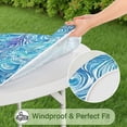 thumbnail image 5 of Blue White Tie Dye Wave Pattern Round Fitted Tablecloth with Elastic Edge,Dining Table Cover Waterproof,Outdoor Round Tablecloth for Camping,Dining,Indoor and Outdoor, 5 of 7