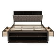 thumbnail image 5 of Queen Size Platform Bed with Storage Headboard, Shoe Rack and 4 Drawers, Wooden Bed Frame with Upholstery Headboard and Slats Support, No Box Spring Needed, Easy Assembly, Espresso, 5 of 7