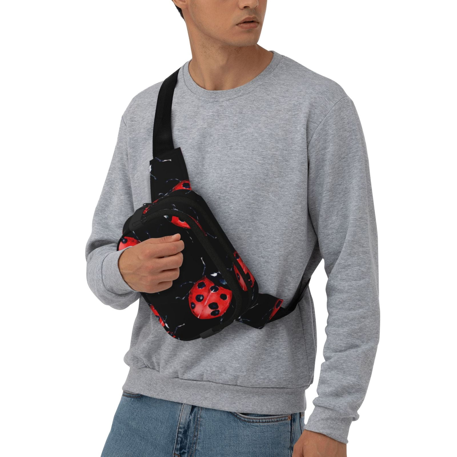 Hirioo Beautiful Red Ladybug for Double Layer Waist Bag Adjustable Fanny Pack For Travel Running Hiking