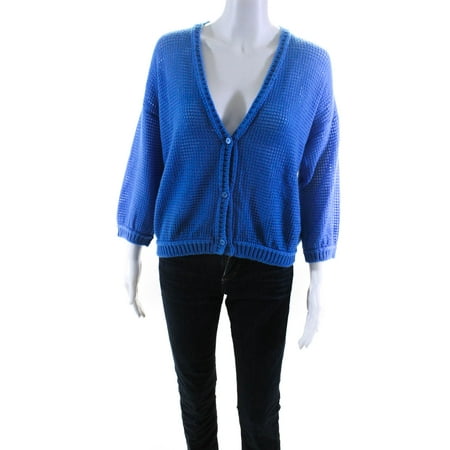

Sharis Place Womens Open Knit Cardigan Blue Size Medium
