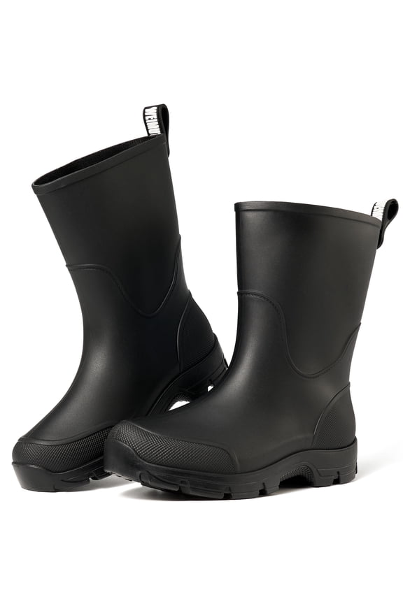 Women's Waterproof Rain Boots Wide Mid Calf Comfortable Rubber Shoes Lightweight Anti-slipping Rain Footwear for Outdoor Garden Farm Work