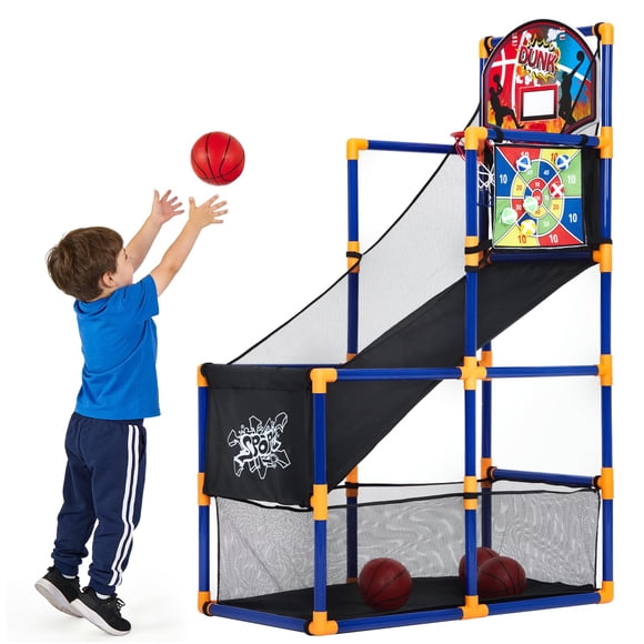 Juego de Baloncesto Canasta de Baloncesto Towallmark 2 en 1 - Incluye Dardos Adhesivos Altura Ajustable