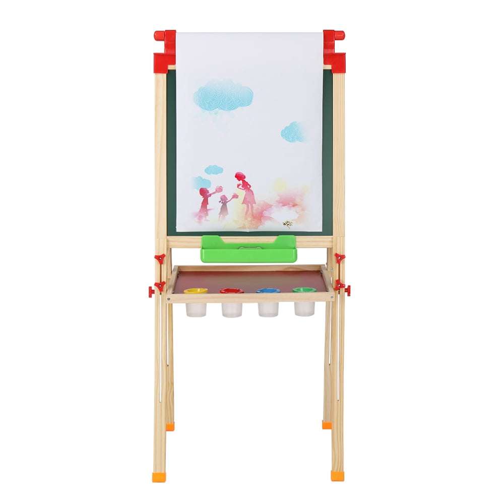 Tomons Art Easel for Kids, Adjustable Wooden Kid's Art Easel with Dry-Erase  Board, Chalkboard, Paper Roll and Accessories