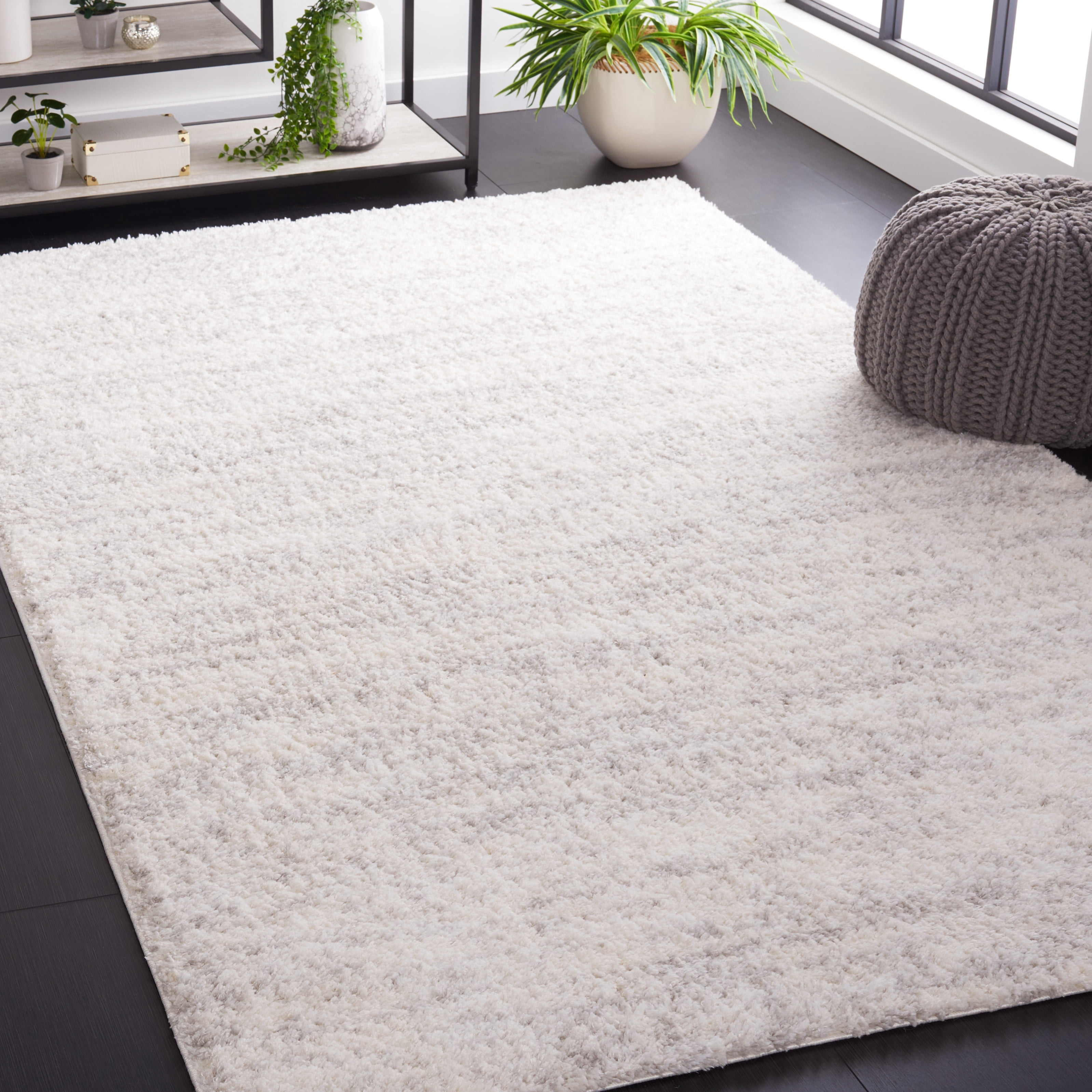Safavieh Berber Torvald Abstract Polyester Shag Area Rug, Ivory/Light Gray, 6' x 9'