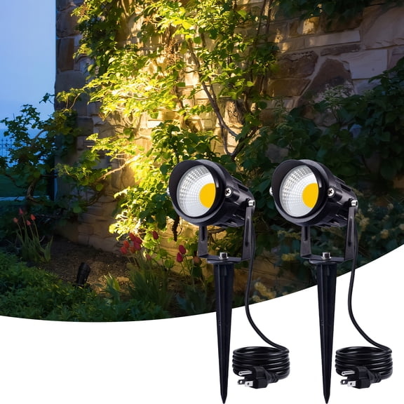 SUNVIE Outdoor Spotlight LED Landscape Lighting 12W with Spiked Stand for Lawn Decorative