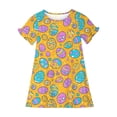 thumbnail image 4 of RXIRUCGD 2025 Vêtements d'Été pour Enfants 3-12 Ans Mode Couleur Unie Pyjamas Rêveurs Robe à Manches Courtes Col Rond, 4 of 5