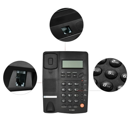 Desktop Corded Telephone Phone with LCD Display Caller ID Volume Adjustable Calculator Alarm Clock for House Home Call Center Office Company
