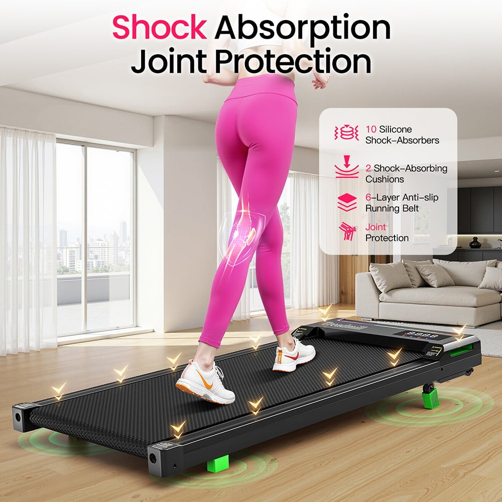 AKLUER P03-B Brushless Treadmill 6% Incline, 2.5HP Ultra-Quiet Motor, 0.6-4MPH Speed, 330lbs Capacity, LED Display & Dual Remote Control, Anti-Slip Belt, Shock Absorption, Compact Home Office Bl
