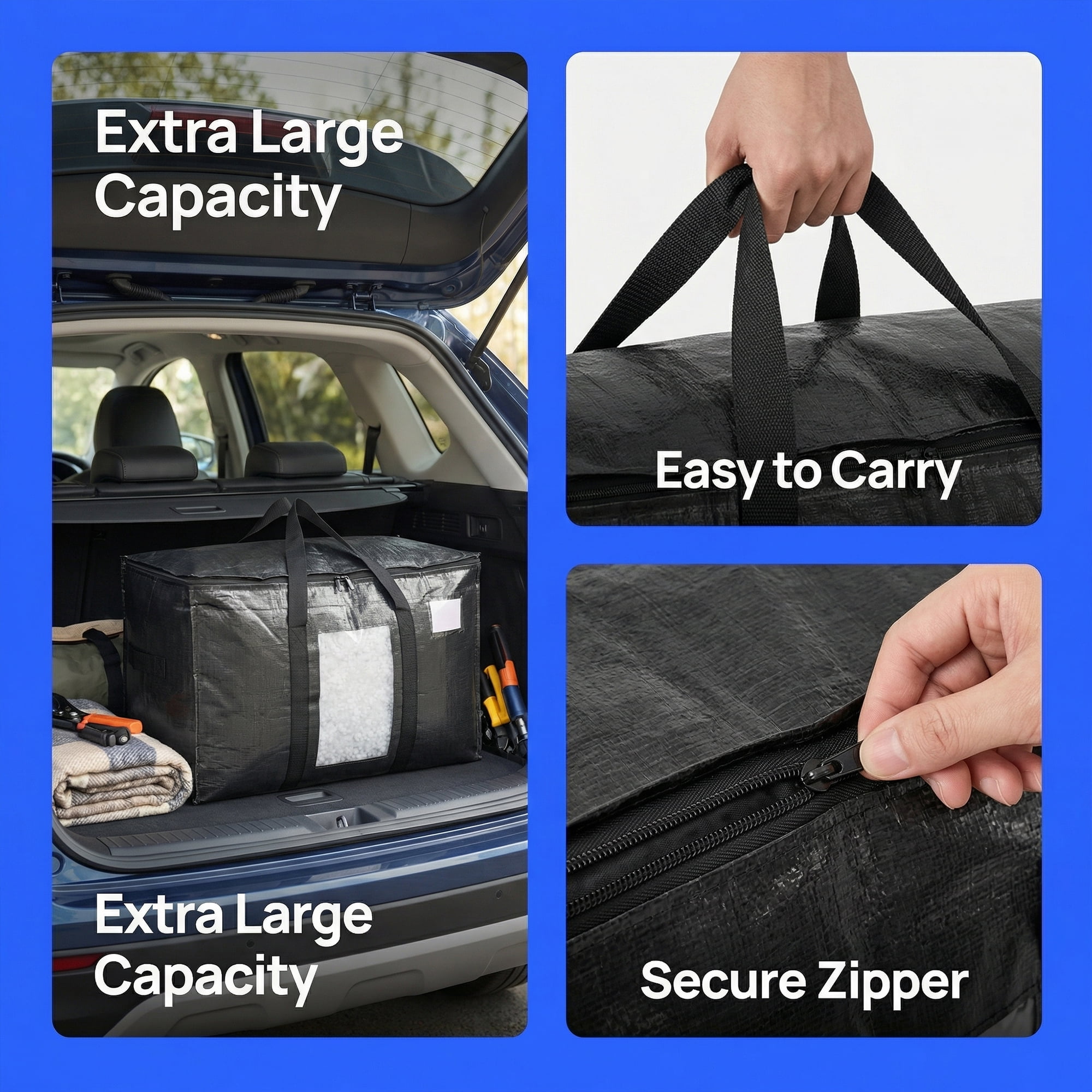 Unique Bargains Storage Bags for and Closet with Handles Black 27.56"x13.78"x16.54"