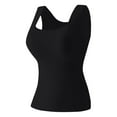 thumbnail image 4 of Workout Tank Tops Women Built In Bra U-Neck Seamless Breathable Stretchy Fabric Plus Size Camisole Babydoll Plus Size Shapewear Soft Office Body Shaper Black M, 4 of 7
