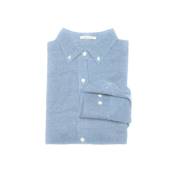 Gant Diamond G Men's Fitted Knitted Stripe Fil Coupe Button Down Shirt (3050312), Hamptons Blue, Medium