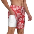 thumbnail image 2 of Kdxio Red Hibiscus Flower Print Men'S Swim Trunks With Compression Liner 7 Inch Inseam Quick Dry Swim Shorts, 2 of 7