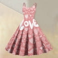 thumbnail image 2 of LWavelet 2026 Valentine's Whimsical Heart Print Sundress, Spaghetti Strap Flared Swing Skirt Valentine's Wear Hot Pink S, 2 of 4