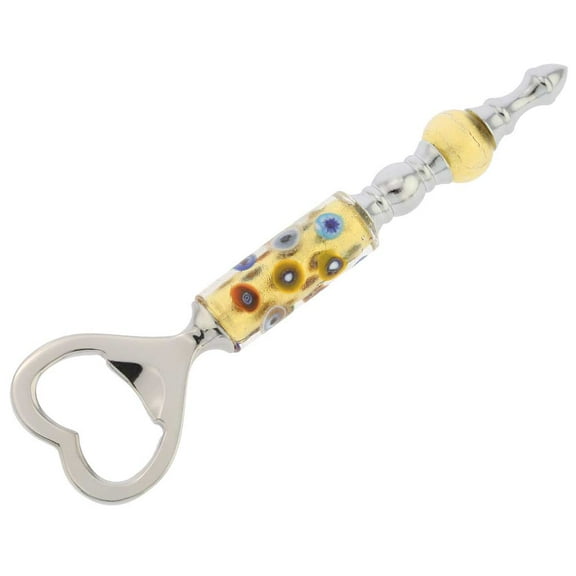 GlassOfVenice Italian Murano Glass Bottle Opener - Gold Millefiori