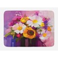 thumbnail image 1 of Gerber Daisy Bath Mat, Hand Painted Floral Gerbera Daisy Sunflower and Green Leaf Bouquet Still Life, Plush Bathroom Decor Mat with Non Slip Backing, 29.5" X 17.5", Multicolor, by Ambesonne, 1 of 2