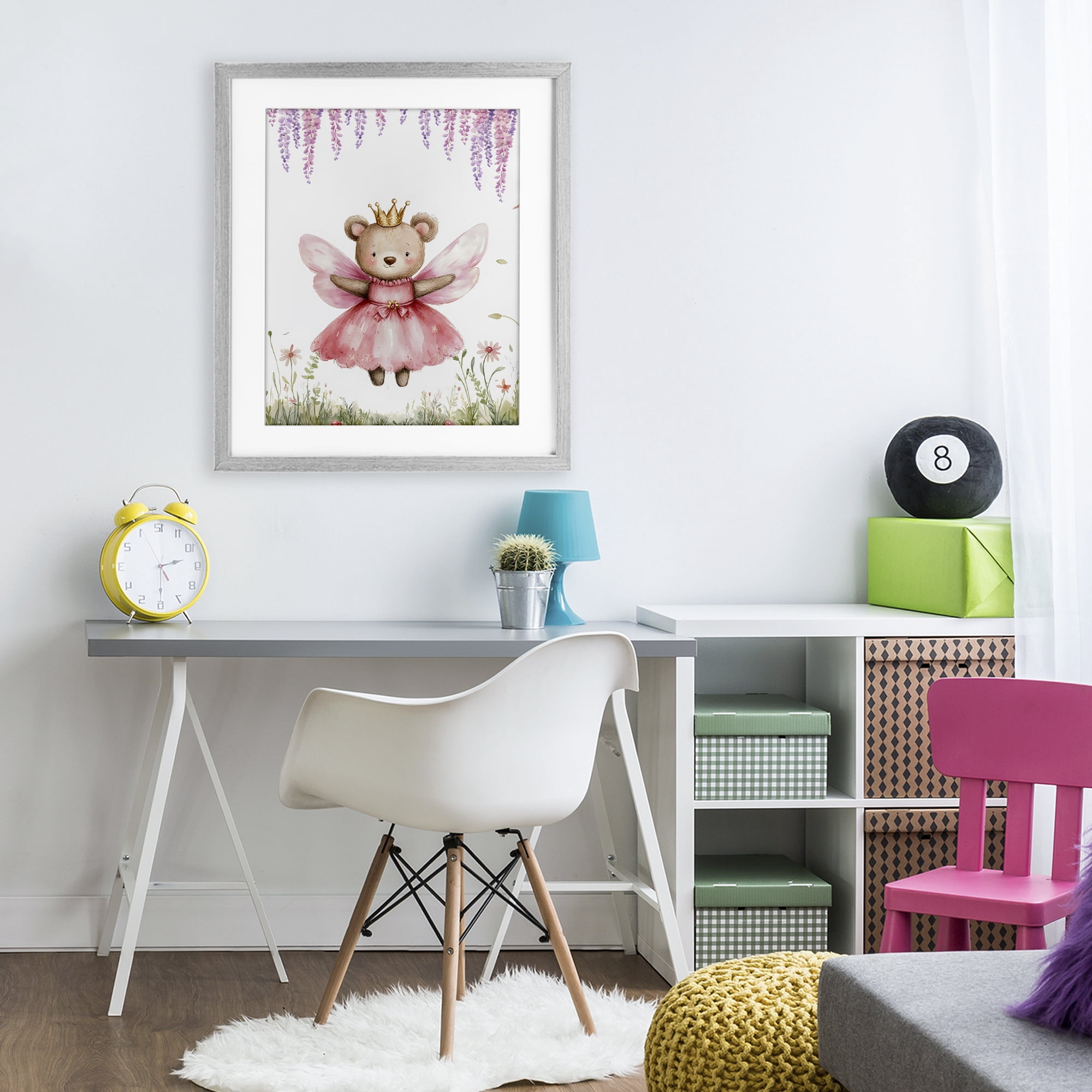 Stupell Industries Woodland Bear Forest Fairy Gray Framed Print Under Glass, design by LSR Design Studio