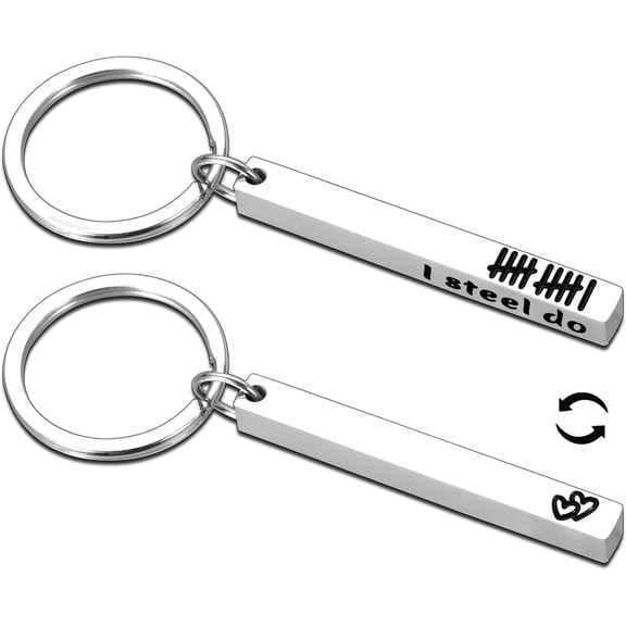 Steel 11th Anniversary Keychain Gifts for Him Her Couple, 11th Anniversary Steel Gifts for Wife Husband, 11 Year Anniversarys Wedding Gift for Him Her, Romantic Steel Keychain for Women Men