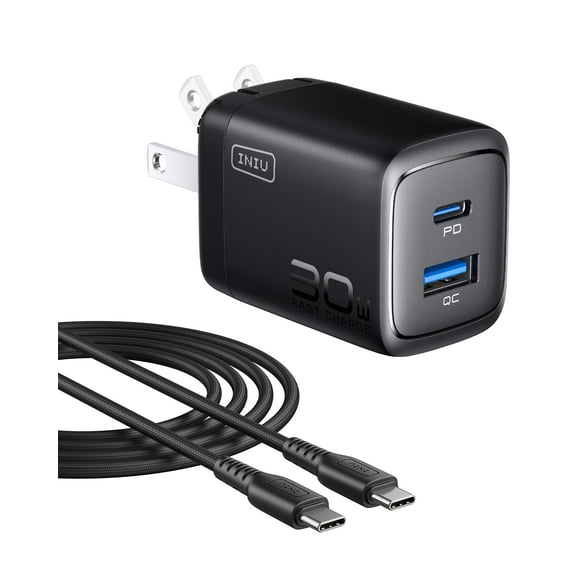 Cargador USB C INIU 30W PD QC 3.0 de doble puerto para iPhone Samsung